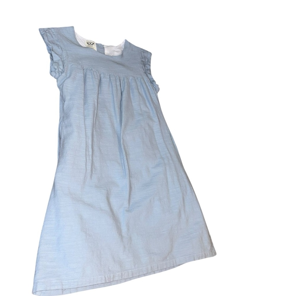 The Oaks Apparel Big Girls Medium Short Sleeve Blue Peasant Dress Lined (M)